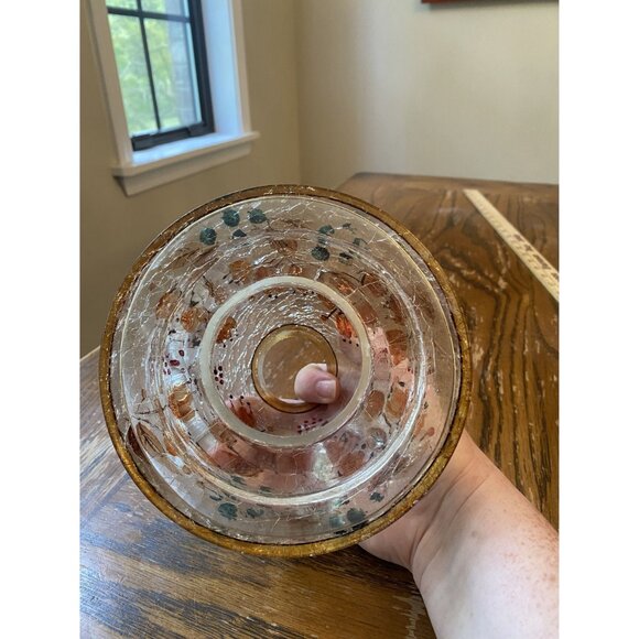 Yankee Candle Crackled Glass Floral Candle Shade Topper 4.5" - Picture 5 of 7